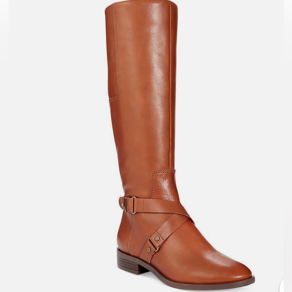 Genuine Leather knee high riding boots Nine West 7.5 brown camel